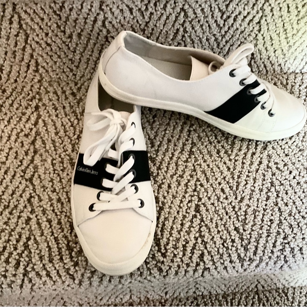 Calvin Klein White and Black Sneakers Classic Design